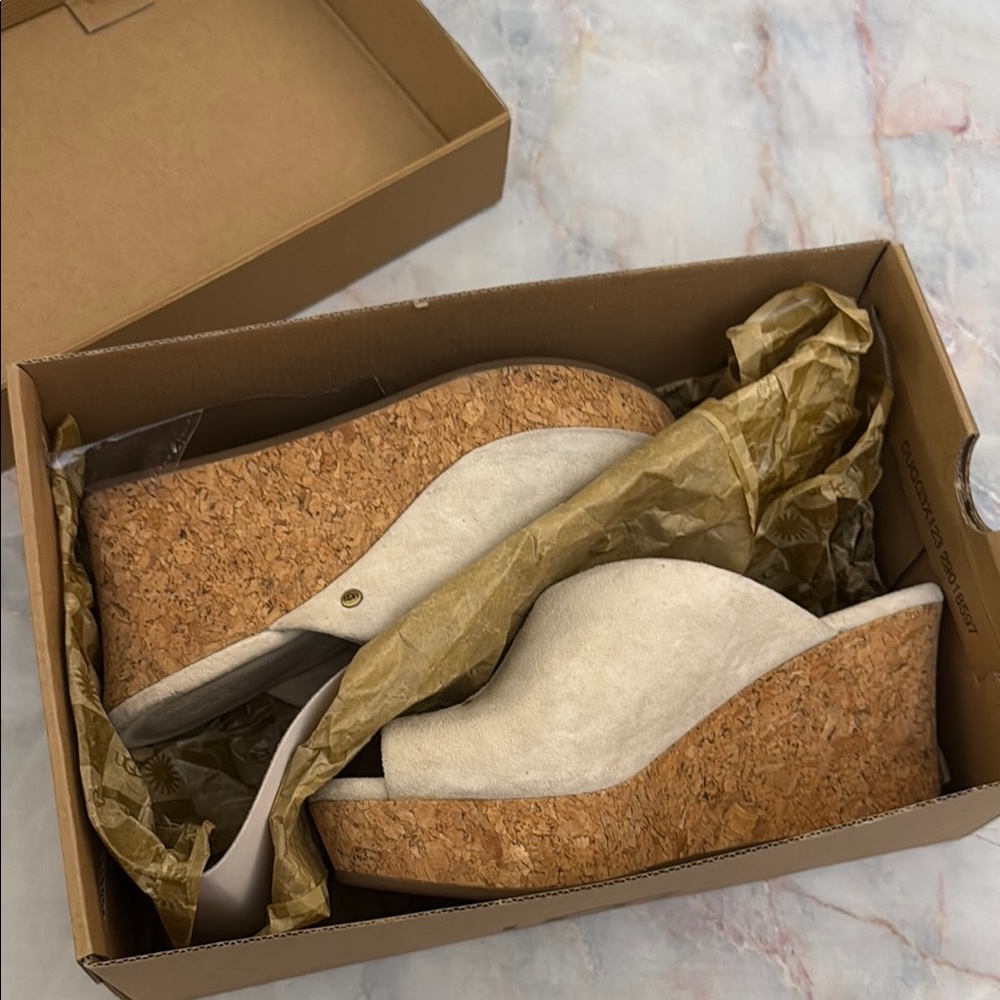 UGG Dominique wedge Sandals white/cream size 6.5